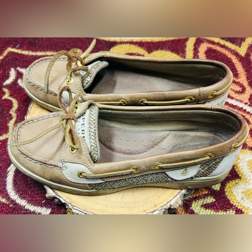 Sperry Women's Gold Detailed and Leather Top-Sided Size 6.5